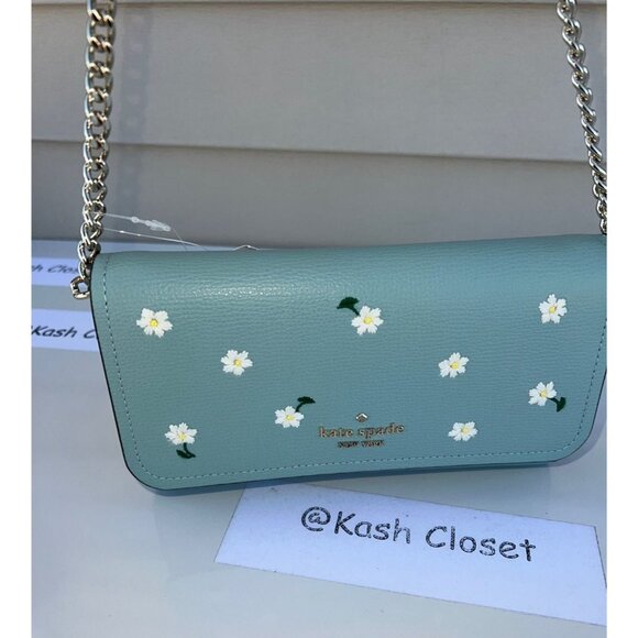 Kate Spade crossbody & convertible clutch wallet darcy embroidered chain bag - Picture 9 of 12